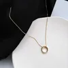 Pendant Necklaces Simple Gold Color Round Necklace For Women Geometric Irregular Circle Clavicle Chain Metal Jewelry Collares Feminino