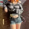 Suéteres femininos E-girl gótico listrado pullovers de malha 2000s retro escuro academia suéter y2k vintage harajuku grunge jumpers roupas de outono 230827