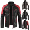 Vestuário de motocicleta Jaqueta de couro masculino Casaco bomber à prova d'água Quente Moda Emenda Vintage Colar de cavalgada Jaqueta longa preta Plus x0803