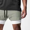 Herren-Shorts für Herren, 2-in-1, Workout, Fitness, hellgrün, atmungsaktiv, Jogger, Nylon, Fitnessstudio, Bodybuilding, Basketball, schnell trocknend, Laufen