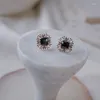 Pendientes de botón ITSMOS S925 Plata de ley 14k Chapado en oro Negro Piedra preciosa Cristal Todos los días Joyería elegante para mujer