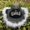 Basker chollius kvinnor vintage strass cowboy hatt för snygg klänning cosplay kostym festtillbehör med glittrande cowgirl stil