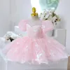 Mädchen Kleider Schmetterling Baby Kleid Sommer Rosa Schleife Mädchen Pailletten Prinzessin Flauschigen Tutu Für Geburtstag Party Kinder Kleidung