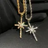 Chains 2023 Iced Out Cross Charm Pendant Necklace Gold Silver Color Bling Cubic Zircon Paved Women Men's Hip Hop Jewelry Drop Ship