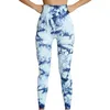 Active Pants Women Silk Yoga Tie Dye Seamless High midja Abdominal Dentraction Women's Outdoor Tight Sports Fitness