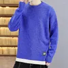 Pulls pour hommes couleur unie pull hommes vêtements col rond automne et hiver garder au chaud épaissir à manches longues