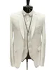 Klassiska män bröllop smoking hackat lapel brudgum bär vit jacka 2 st pet med västföretag prom skräddarsydd kostym