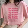 Camiseta de mujer Mujer Kawaii Camiseta Love On Tour Gráfico Estética Rosa Camiseta Estilo coreano Top Tees Mujer Harajuku Ullzang Imprimir Fans Camiseta 230802