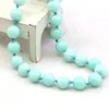 Kedjor 10mm runda himmel blå jade chalcedony halsband naturliga sten hand gjorde kvinnor flickor halskläder diy present mode smycken gör design