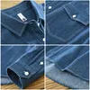 Camicie Casual da Uomo Denim Button Down per Uomo Puro Cotone Comode Magliette a Maniche Lunghe Uomo Blu Vintage Abiti Taglie Forti