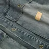 Trench da uomo 2023 Spring Heavy Industry Giacca di jeans con risvolto lavato Uomini sciolti multitasche retrò giapponesi