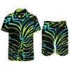Men's Tracksuits Colorful Zebra Men Sets Animal Print Retro Casual Shirt Set Short-Sleeve Design Shorts Summer Vacation Suit Plus Size