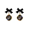Stud Fashion Mystery Black Jewelry Bow Pendant Earrings Ladies Personality Square Party Birthday Gifts High 230802