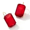 Dangle Earrings Trendy Geometric Square Pendant Hanging Earring For Women Red Transparent Resin Drop Wedding Party Christmas Jewelry