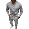 Men's Tracksuits Fashion Slim Tracksuit Men Two Piece Suits Fall Casual Solid Color Stand Collar Zipup Tops And Pants Mens Sets Sports Clothing 230802