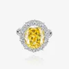 Heiße Verkäufe Europäischen und Amerikanischen Voller Diamanten Hochzeit Engagement Citrin Ring S925 Silber Weiblichen Licht Luxus Glitter Schmuck