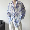 Men's Casual Shirts High Quality Tie Dyed Thin Shirt Men Summer Loose Long Sleeve Sunscreen Korean Fashiona Oversized Women's Clothing