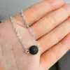 Anhänger Halsketten SanLan 12 stücke Schwarz Lava Stein Vintage Ätherisches Öl Diffusor Rock Perlen Halskette Frauen Schmuck