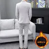 Men's Suits 2023Autumn And Winter Padded Thickening (suit Trousers) Fashion Handsome Two-piece Suit Formal Jacket Top