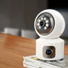 1 adet çift lens wifi kamera, çift ekran bebek monitörü, otomatik izleme AI insan tespiti, 4x zomm, kapalı ev güvenlik CCTV video gözetim, kapalı dadı kamera