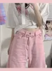 Kvinnors jeans houzhou y2k baggy rosa jeans kvinnor kawaii koreanska mode överdimensionerade låga stigande breda ben pants streetwear lösa byxor alt 230803