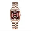 Horloges Luxe vierkante dameshorloge met roségouden diamant, roestvrij staal, waterdichte quartz dames