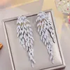 Moda Charm Uzun Yaprak Tasarımcı Küpe Kadın Partisi AAA Kübik Zirkonya Elmas Gümüş Lüks Nişan Düğün Küpe Takı S925 Sterling Gümüş İğne