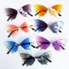 サングラスMoonbiffy Diamond Butterfly for Women UV Protection Driving Metal Rimless Sun Glasesヴィンテージアイウェアの装飾