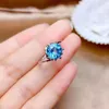 Cluster Rings Gift Natural Real Topaz Ring Wedding Engagement Fine Jewelry Wholesale 925 Sliver