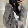 Womens Hoodies Sweatshirts Women Zip Loose Sweater Y2k Top Harajuku Korean Clothes Oversized Dress Casual Solid Long Sleeve Hooded Sweatshirt Coats 230802