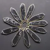 Pendentif Colliers 6pcs / lot Pierre Naturelle Plat Section Placage Phnom Penh Longue Larme Goutte D'eau Couleur Charme DIY Bijoux Accessoires Cadeau