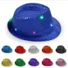 LED Jazz Hats Flashing Up Fedora Caps Capin Cap Fancy Dress Dance Party Hats Unisex Hip-Hop Lampa Luminous Cap GB1204 LL