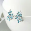 Dos Boucles D'oreilles Style Bohème Bijoux Forme De Feuille Clip Sur Coloré Cubique Zircon Partie Mignon Belle Boucle D'oreille