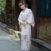 Ropa étnica japonesa tradicional Yukata Kimono con Obi estampado flor Geisha Vintage mujeres escenario Show Cosplay disfraz vestido de noche