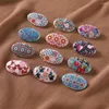 Broches 3 pièces/ensemble imprimé ovale épingles de sûreté Hijab Clips foulard châle écharpe dame musulman fixe soie boucle couleur aléatoire