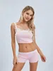 Survêtements pour femmes été 2 pièces pyjamas ensembles sans manches dentelle garniture caraco taille basse Shorts