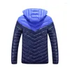 Jaquetas masculinas outono inverno jaqueta masculina algodão acolchoado quente casaco curto roupas gola masculina patchwork parkas au-1701