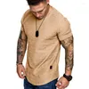 Herrdräkter B2140 sommarmän kort ärmskjorta avslappnad rund nacke elastisk passform rolig streetwear solid tshirt hip hop tops s-xxl