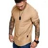 Ternos Masculinos B2140 Camisa Masculina de Verão Manga Curta T-shirt Casual Decote Redondo Moda Ajuste Elástico Engraçado Streetwear Camiseta Sólida Hip Hop Tops S-XXL