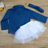 Ensembles de vêtements 2023 mode été bébé filles vêtements ensemble Denim petit haut Tutu jupes bandeau 3 pièces tenues printemps enfants 0-5T