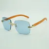 Nowe fabryczne bezpośrednie luksusowe okulary przeciwsłoneczne 0286o Naturalne pomarańczowe drewniane drewniane okulary przeciwsłoneczne Grawerowanie soczewek