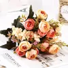 Decorative Flowers Artificial Sophia Rose Bud Bouquet Indoor Table Decoration