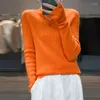 Kvinnors tröjor Kvinnor varm mjuk får ull pullover orange blå grön rosa röd grå mysig kashmir toppar håliga nackstickor vinterhöst