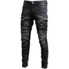 Hommes Jeans Street Fashion Hommes Rétro Noir Gris Élastique Slim Fit Détruit Déchiré Patché Designer Marque Hip Hop Denim Pantalon