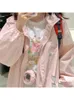 Chaquetas de mujer HOUZHOU Kawaii Chaquetas rosadas lindas Mujeres Estilo japonés Chica suave Chaqueta con cremallera dulce Preppy Moda coreana Sudaderas de dibujos animados 230803