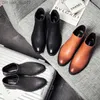 Boots Spring Fashion Leather Men Men's Boots Corner Zipper Corner Toe Business Business Business Buts Men's Black Brown Brown Boots Men RTG5 Z230803