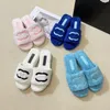 2023 Paris designer slippers 2C luxury brand plush slippers anti-skid flat shoes Women's wool autumn and winter slippers Home women's shoes Fashion designer sandals C