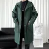 Men's Trench Coats Men Hooded Jacket Casual Windbreaker Pockets Hip Hop Streetwear Man Korean Fashion Outwear