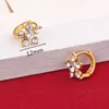 Stud Earrings 24K Gold Color Women Stone Forever Classic Style Star Flower Jewelry