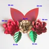 Decorative Flowers DIY Large Paper Artificial Rose Fleurs Backdrops 3pcs 2 Leave Ears For Baby Shower Kids Birth Nursery Video Tutorial